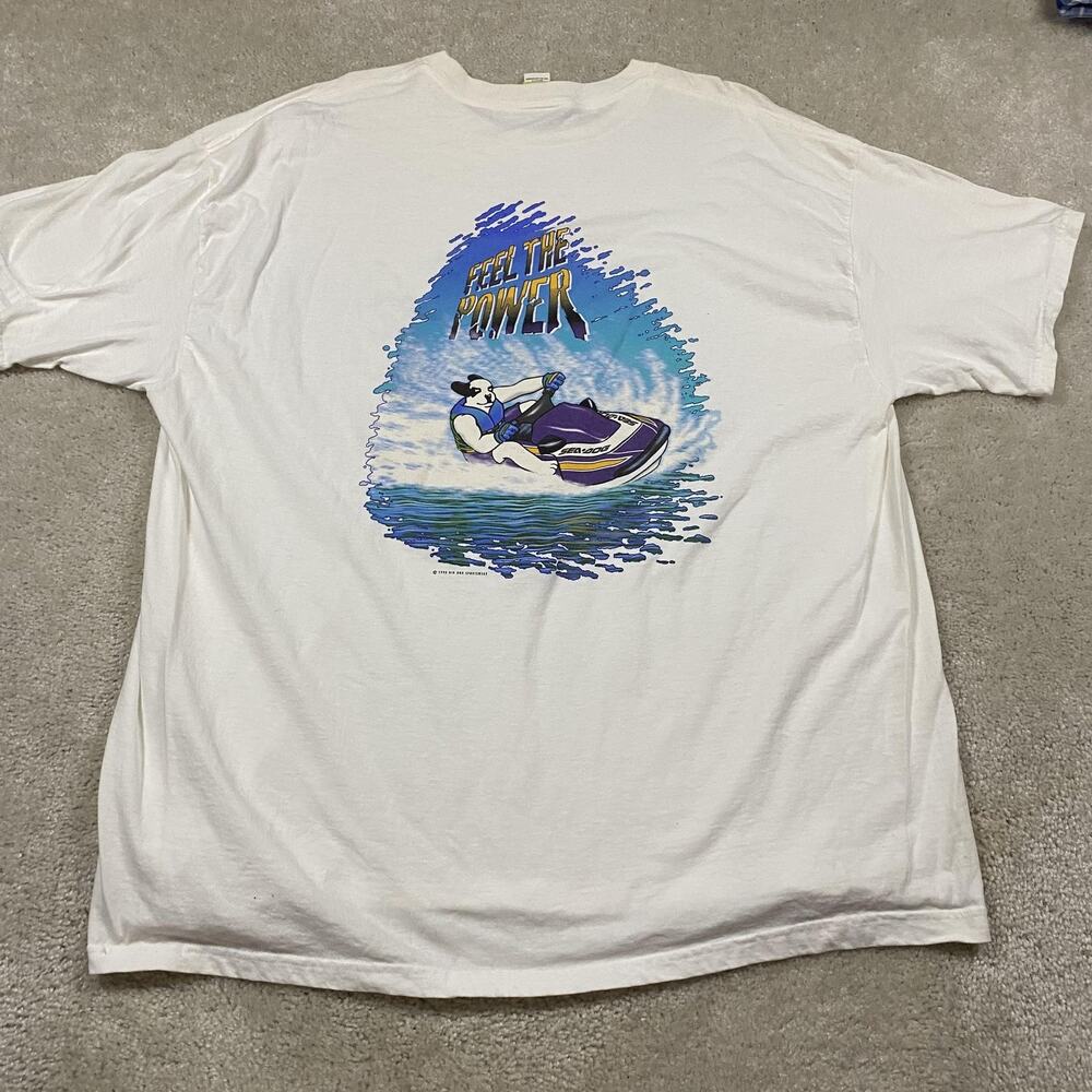 VTG Big Dogs Shirt Mens 2XL White Jet Ski Feel The Power Graphic 1998 Tee 90s